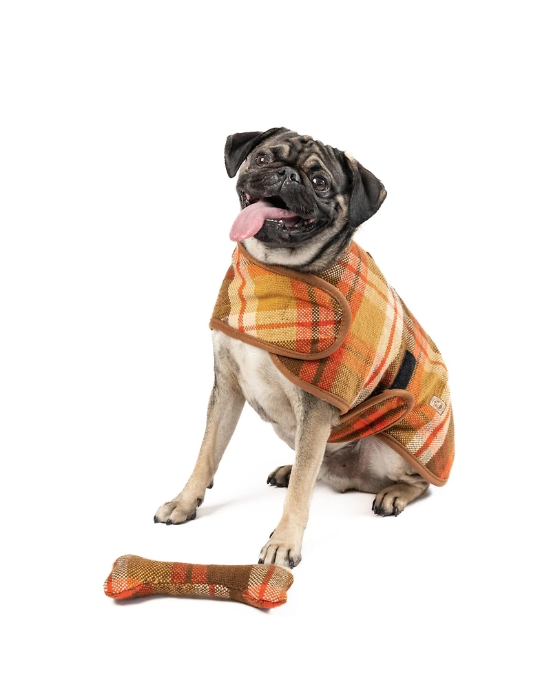 Chilly Dog L Rust Plaid Coat