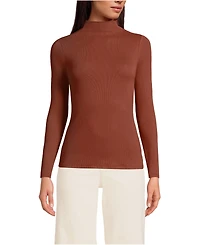 Lands' End Women's Drapey Rib Skimming Long Sleeve Mock Neck