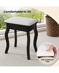 Makeup Vanity Set with Tri-Fold Mirror & Led Lights 4 Drawers Open Shelf