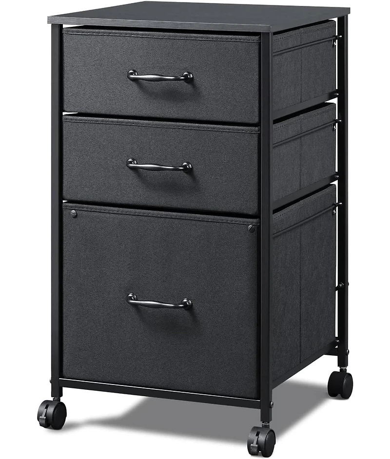 Mobile File Cabinet, Rolling Printer Stand with 3 Drawers, Fabric Vertical Filing Cabinet fits A4 or Letter Size for Home Office