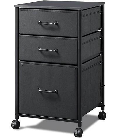 Mobile File Cabinet, Rolling Printer Stand with 3 Drawers, Fabric Vertical Filing Cabinet fits A4 or Letter Size for Home Office