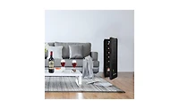 Slickblue Black 12-Bottle Electronic Wine Cabinet with Transparent Glass Door and Cold Rolled Sheet Design