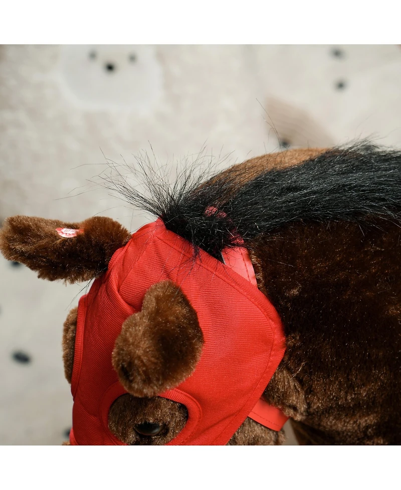 Qaba Ride on Horse for Kids w/ Neighing Sound, Saddle & Stirrups, 3-8 Years