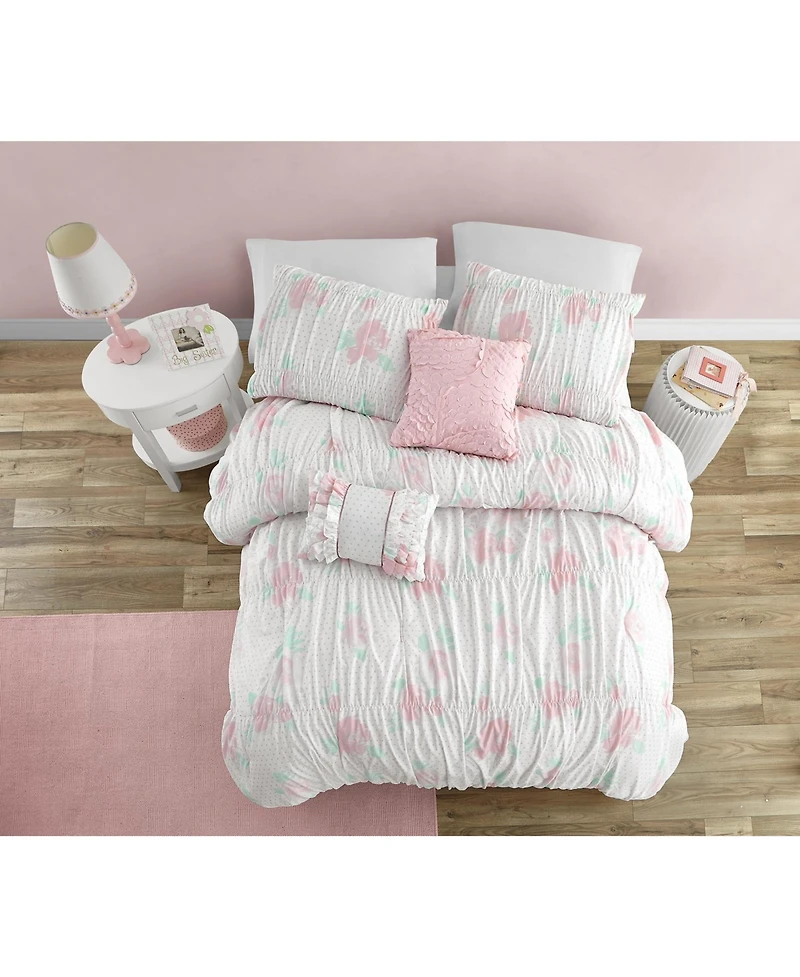 Alex + Bella Tabitha Smocked Pink -Piece Microfiber Comforter Set