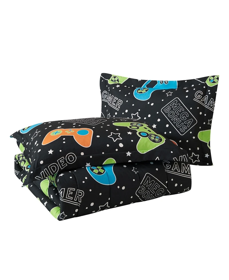 Alex + Bella Video Gamer Set Black -Piece Ultra Soft Microfiber Comforter Set