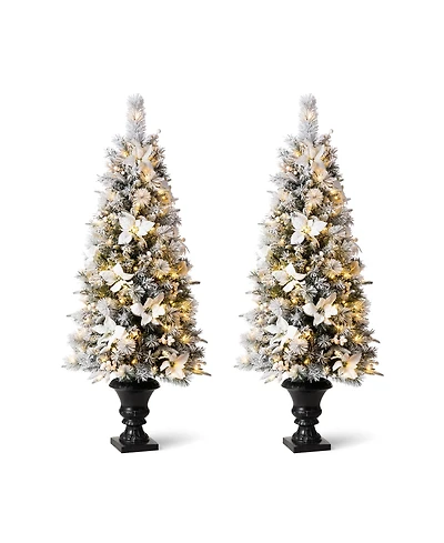 Glitzhome Pre-Lit Pine Artificial Christmas Porch Tree
