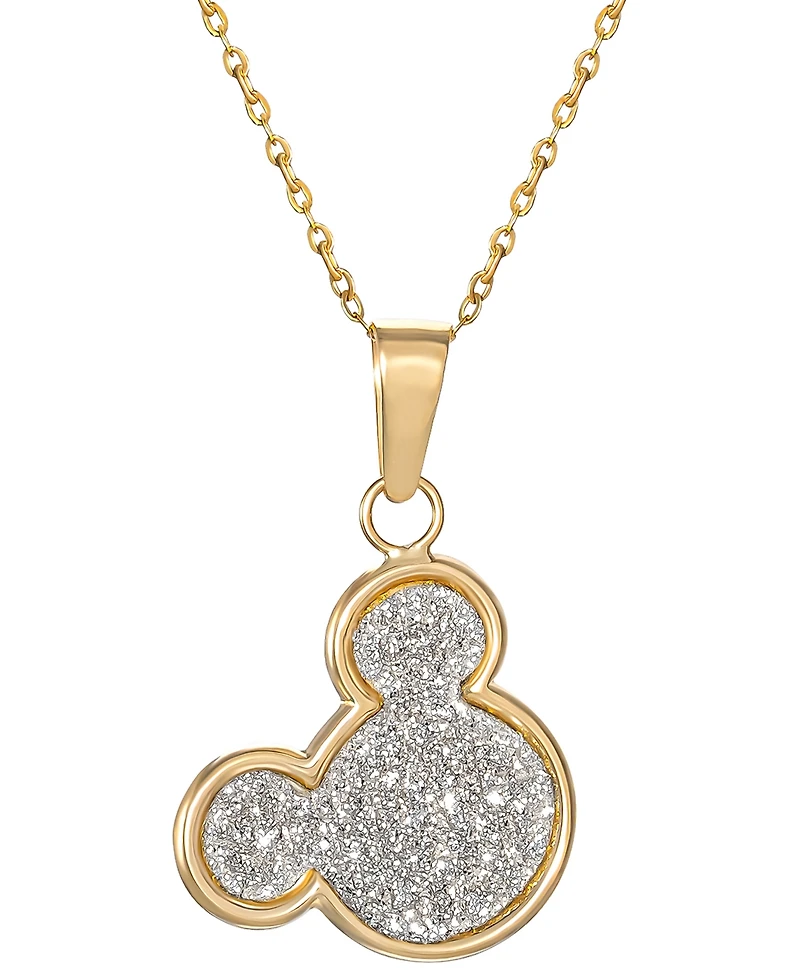 Disney Mickey Mouse Glitter 15" Pendant Necklace in 10k Yellow Gold