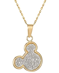 Disney Mickey Mouse Glitter 15" Pendant Necklace in 10k Yellow Gold