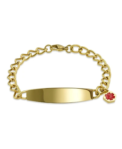 Bling Jewelry Identification Medical Id Bracelet Blank Miami Cuban Link Chain Gold 2 Tone Stainless Steel