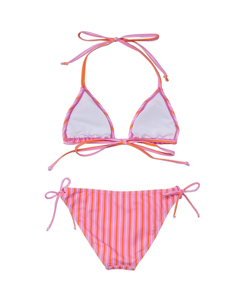 Snapper Rock Big Girls Stripy Sunset Sustainable Triangle Bikini