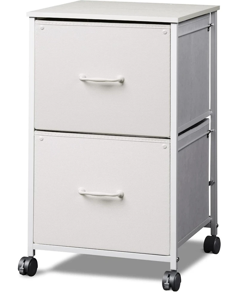 Galaxhero 2 Drawer Mobile File Cabinet, Rolling Printer Stand with Open Storage Shelf, Fabric Vertical Filing Cabinet fits A4 or Letter Size for Home