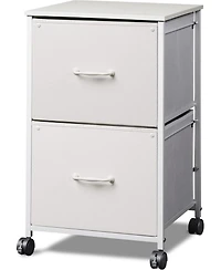 Galaxhero 2 Drawer Mobile File Cabinet, Rolling Printer Stand with Open Storage Shelf, Fabric Vertical Filing Cabinet fits A4 or Letter Size for Home