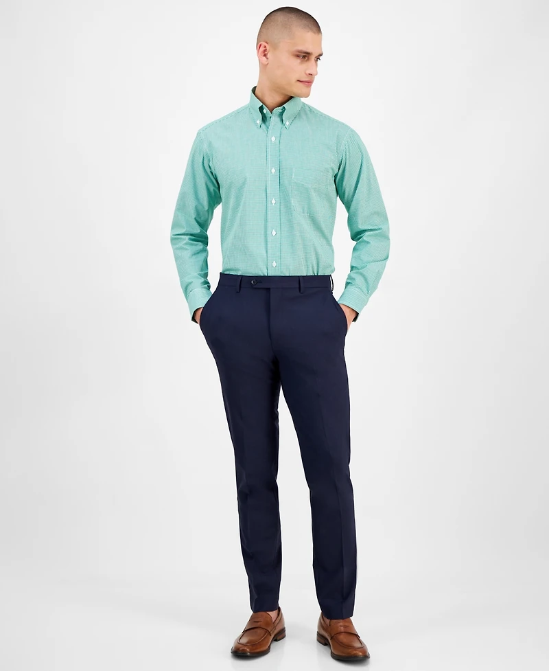 Club Room Men's Regular Fit Mini Gingham Dress Shirt