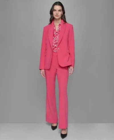 Karl Lagerfeld Paris Single Button Blazer Ruffled Blouse Wide Leg Pants