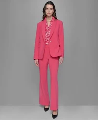 Karl Lagerfeld Paris Single Button Blazer Ruffled Blouse Wide Leg Pants