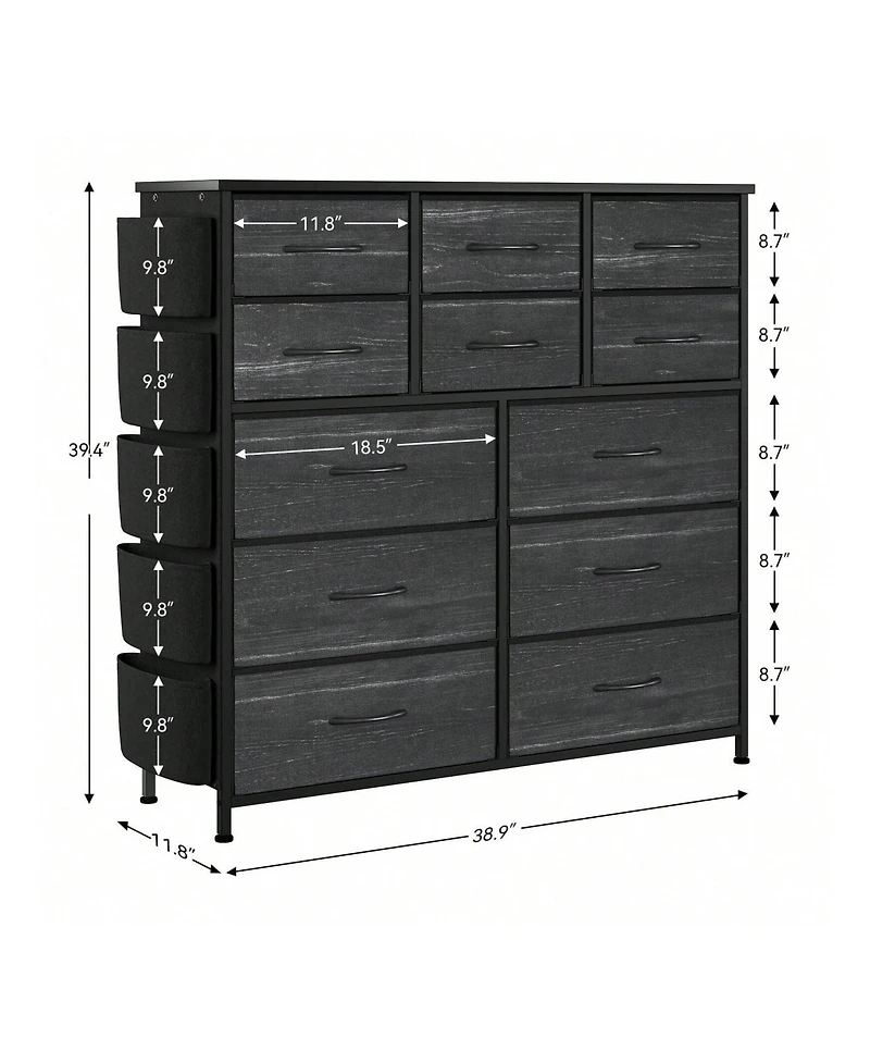 gaomon Dresser For Bedroom With 12 Drawer, Dressers & Chests Of Drawers For Hallway, Entryway, Storage Organizer Unit With Fabric, Sturdy Metal Frame,