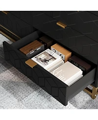 gaomon Dresser for Bedroom, Large 7 Drawer Dresser Organizer with Golden Metal Handle and Legs,Black