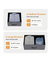 Dresser For Bedroom With 12 Drawer, Dressers & Chests Of Drawers For Hallway, Entryway, Storage Organizer Unit With Fabric, Sturdy Metal Frame, Wood T