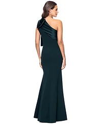 Betsy & Adam Women's Bow-Trimmed One-Shoulder Gown