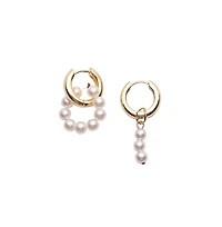Sohi Women's Asymmetrical Pearl Hoop Earrings