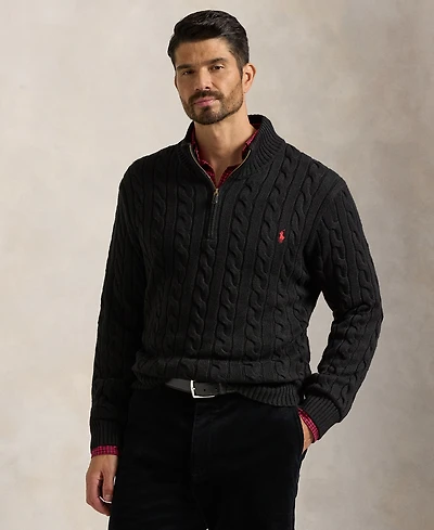 Polo Ralph Lauren Men's Big & Tall Cable-Knit Cotton Quarter-Zip Sweater
