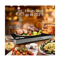 NutriChef Electric Warming Tray with Non-Stick Heat-Resistant Glass Plate, 19.8" x 11.9" Heating Surface - PKWTR45