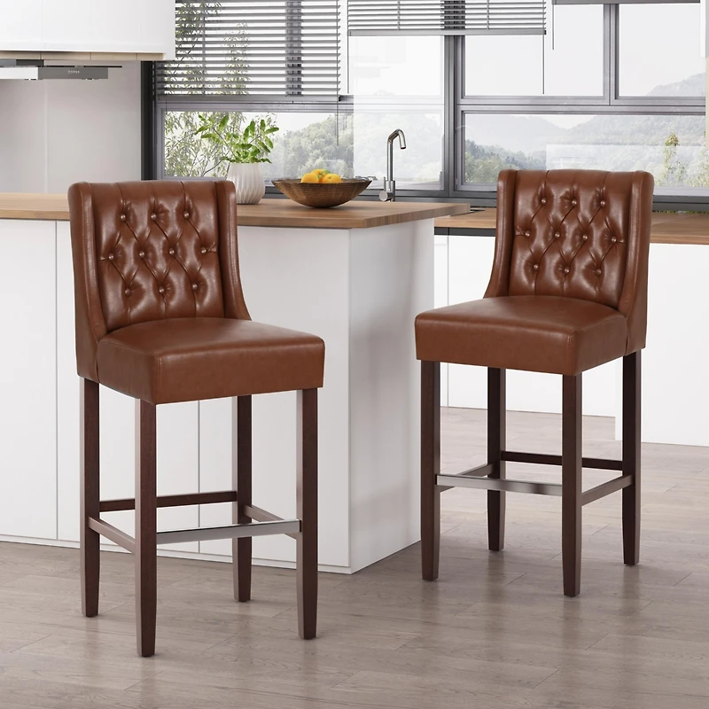 Set of 2 Bar Stools with 30.5" Seat Height and Backrest, Perfect for Kitchen Island or Home -The Pop