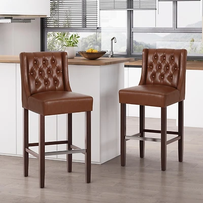 Set of 2 Bar Stools with 30.5" Seat Height and Backrest, Perfect for Kitchen Island or Home -The Pop