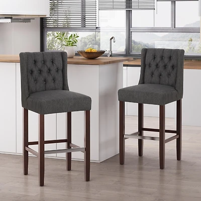 Set of 2 Bar Stools with 30.5" Seat Height and Backrest, Perfect for Kitchen Island or Home Bar -The Pop Home