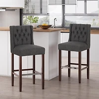 Set of 2 Bar Stools with 30.5" Seat Height and Backrest, Perfect for Kitchen Island or Home Bar -The Pop Home