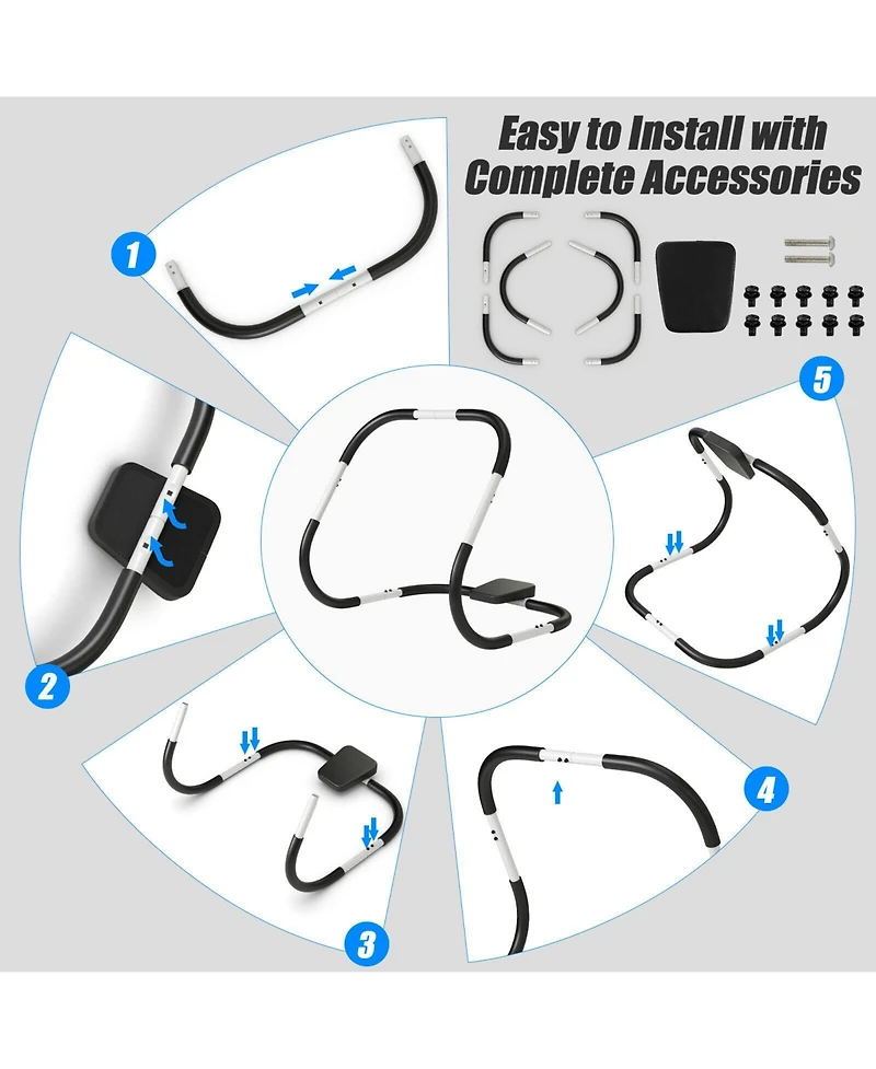 Hongge Portable Ab Trainer with Headrest and Foam Handle for Office Home Gym-White