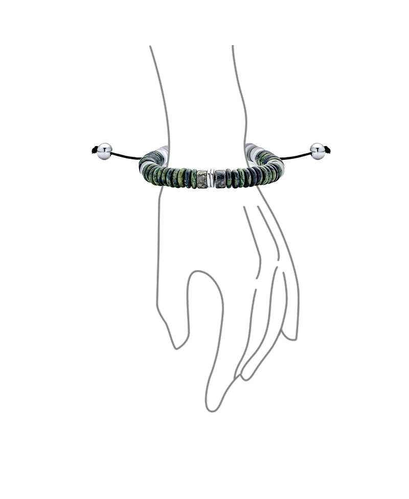 Bling Jewelry Boho Natural Stones Chakra Stacking Bolo Bracelet Gold Plated Stainless Steel Spacers Rondel Tube Beads Adjustable