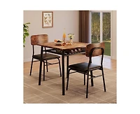 gaomon 3-Piece Dining Table Set, Modern Kitchen Table Set for 2, Dining Table and Chairs for 2 with Metal Frame, Storage Rack, Square Table and 2 Padd