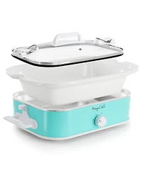 MegaChef 3.5 Quart Casserole Slow Cooker with 3 Temperature Settings in Turquoise