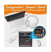 Pyle 4-Channel Audio Mixer with Fx Processor, Usb Interface, and MP3 Player - PMX464
