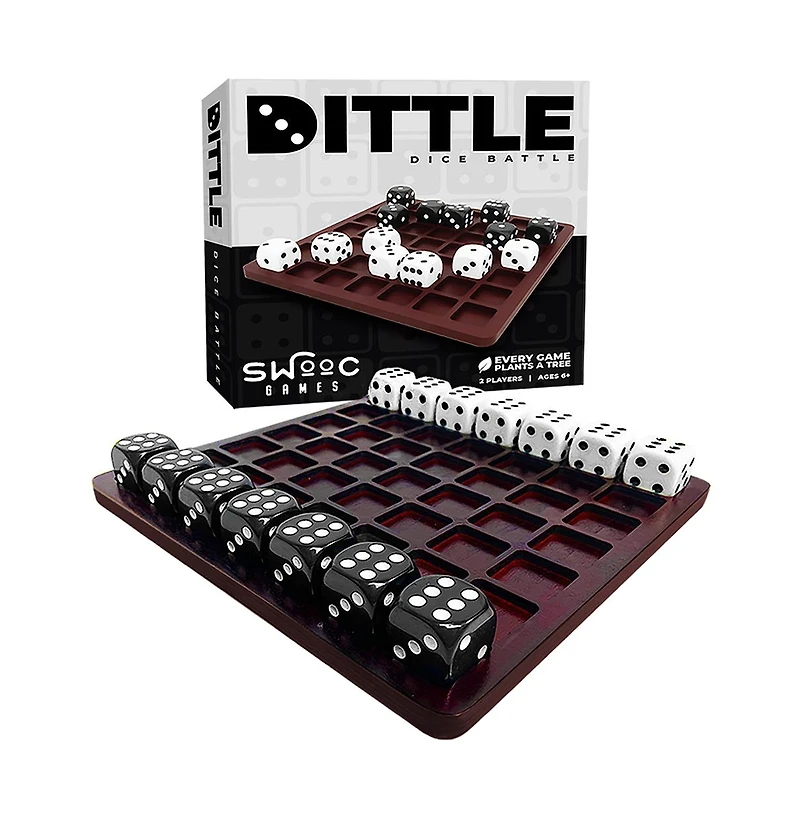 Swooc Games - Dittle - Dice Battle | Ages 6+ | Unique Wooden Coffee Table Games For Adults And Family | Best Board Games For Kids