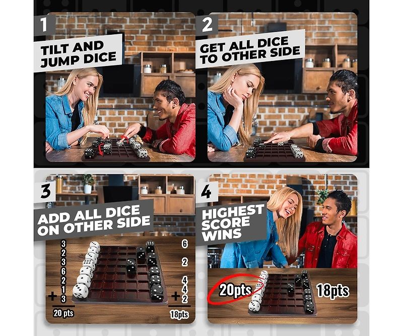 Swooc Games - Dittle - Dice Battle | Ages 6+ | Unique Wooden Coffee Table Games For Adults And Family | Best Board Games For Kids