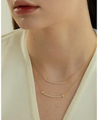 Sterling Silver 18k Gold Plated Sylvia Curved Bar Necklace