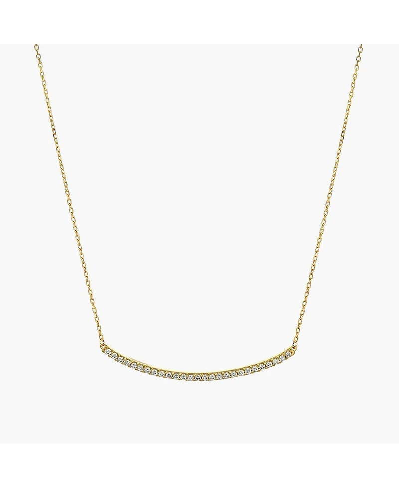 Sterling Silver 18k Gold Plated Sylvia Curved Bar Necklace
