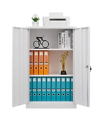 Slickblue Metal Storage Cabinet with Locking Doors and Adjustable Shelf – Folding Filing Locker for Home, Office, School, Garage