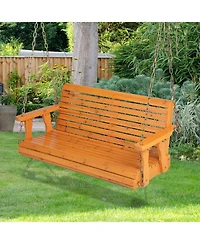 Slickblue 2-Person Wooden Porch Swing with Hanging Chains for Garden Yard