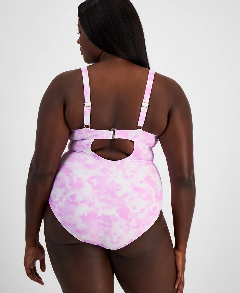 Salt + Cove Trendy Plus Tie-Dye Cutout One-Piece Swimsuit, Created for Macy's