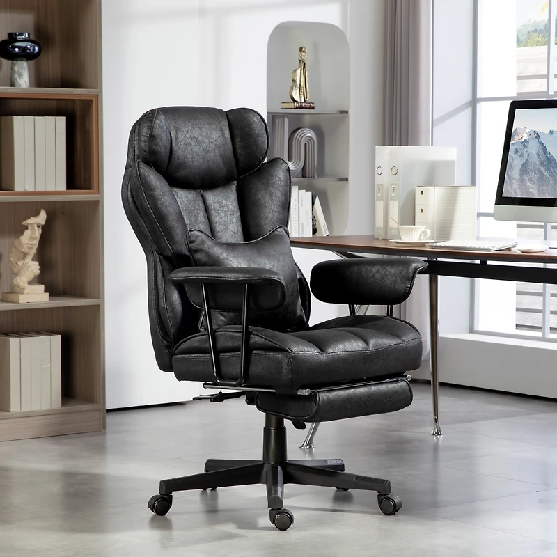 Homcom 396lbs. Big and Tall Office Chair with Footrest & Wide Seat,