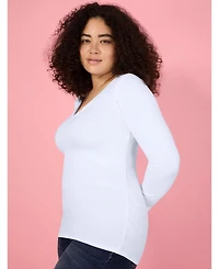 Motherhood Maternity V-Neck Side-Ruched Long Sleeve Tee
