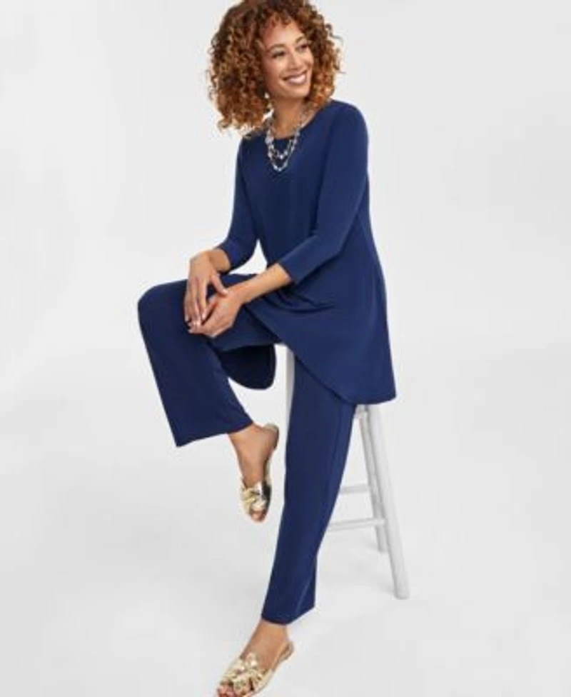 Jm Collection Womens Knit Swing Top Pull On Pants Exclusively At Macys