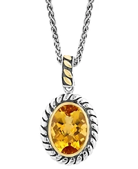 Effy Citrine Oval Rope Frame 18" Pendant Necklace (5-1/2 ct. t.w.) in Sterling Silver & 14k Gold-Plate