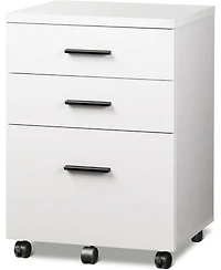 3 Drawer File Cabinet for Home Office, Wood Under Desk Filing Cabinet, Rolling Printer Stand with Wheels, White