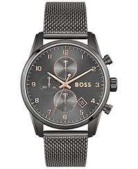 Hugo Boss Men's Skymaster Chronograph Gray Stainless Steel Mesh Bracelet Watch 44mm