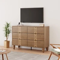 gaomon 6 Drawer Dresser With Deep Drawers For Bedroom, Modern Wooden Chest Dresser With Deep Drawers With Vintage Pattern Design