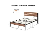 gaomon Full Size Bed Frame with Wooden Headboard and Footboard, Metal Platform Slats Heavy Duty Support, No Box Spring Needed, Under Bed Storage, Nois